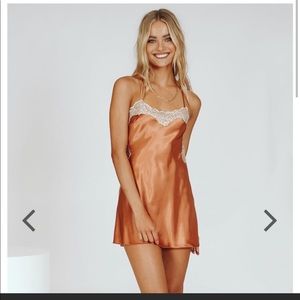 NWT Verge Girl learn French slip dress lace backless in orange